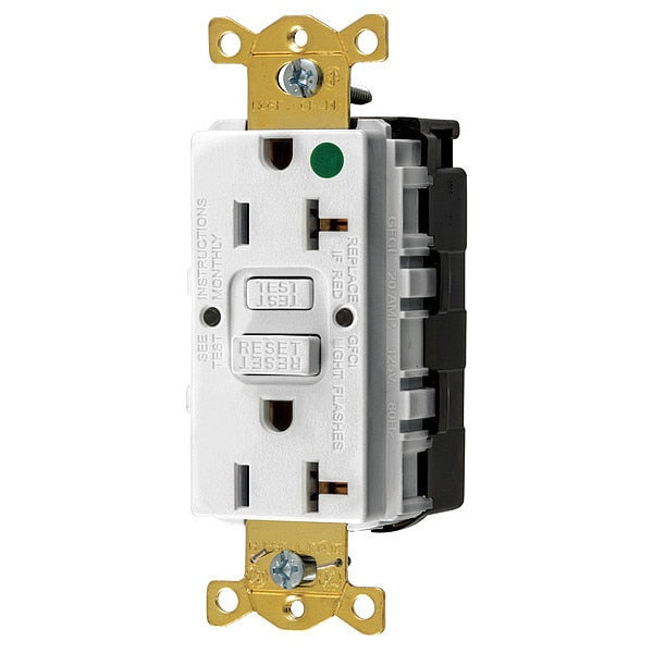 GFCI Rceptcle, Hspital, Wht, 20A, 1 HP