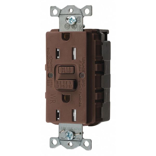 GFCI Rceptcle, Commer., Brwn, 15A, 0.5 HP