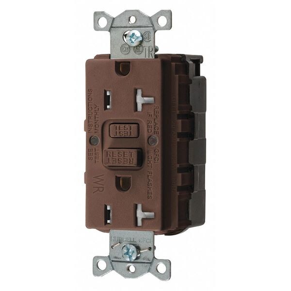 GFCI Rceptcle, Commer., Brwn, 20A, 1 HP