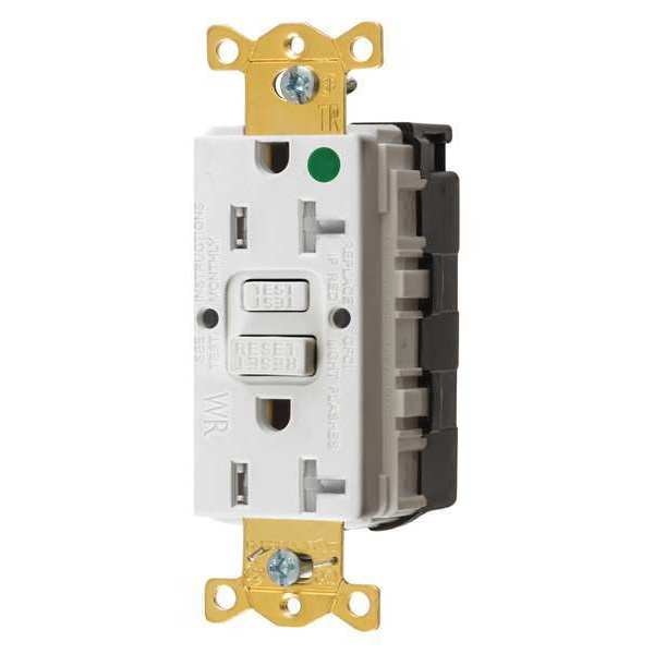 GFCI Rceptcle, Hspital, Wht, 20A, 1 HP