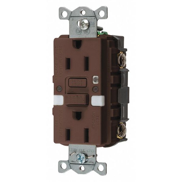 GFCI Rceptcle, Commer., Brwn, 15A, 0.5 HP