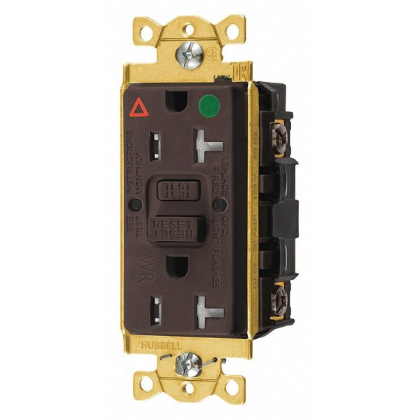 GFCI Rceptcle, Hspital, Brwn, 20A, 1 HP