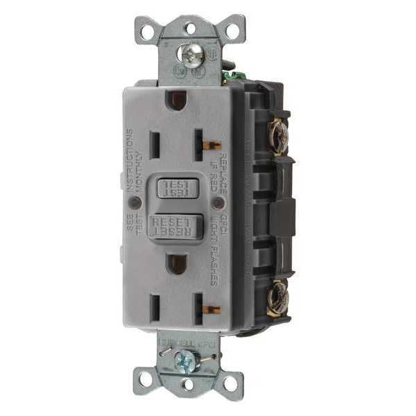 GFCI Receptacle, 20A, 125VAC, 5-20R, Gray