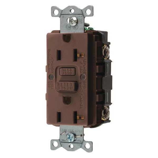 GFCI Receptacle, 20A, 125VAC, 5-20R, Brown
