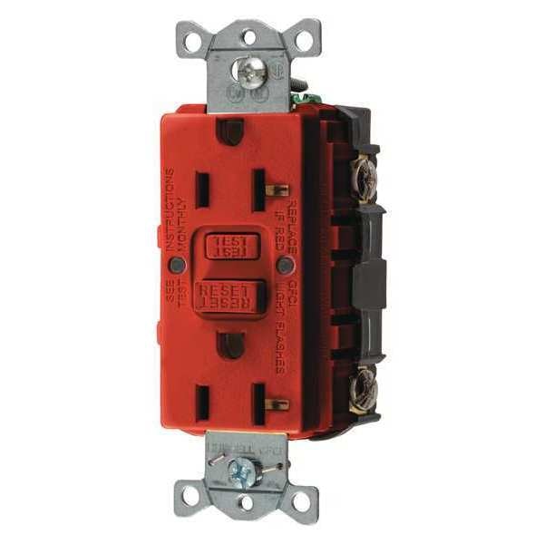 GFCI Receptacle, 15A, 125VAC, 5-15R, Red