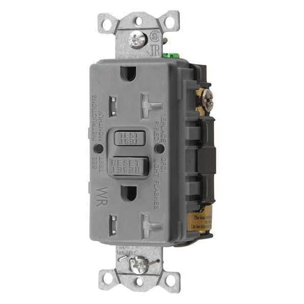 GFCI Receptacle, 20A, 125VAC, 5-20R, Gray