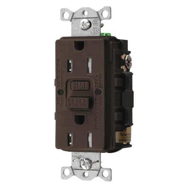 GFCI Rceptcle, Commer., Brwn, 15A, 0.5 HP