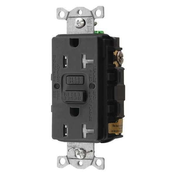 GFCI Rceptcle, Commer., Blk, 20A, 1 HP
