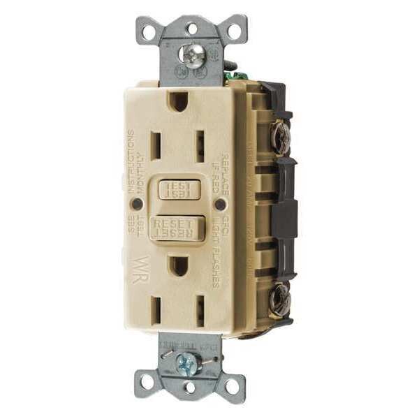 GFCI Rceptcle, Commer., Ivry, 15A, 0.5 HP