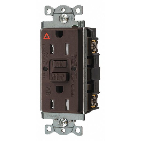 GFCI Rceptcle, Commer., Brwn, 15A, 0.5 HP