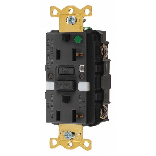 GFCI Rceptcle, Hspital, Blk, 20A, 1 HP