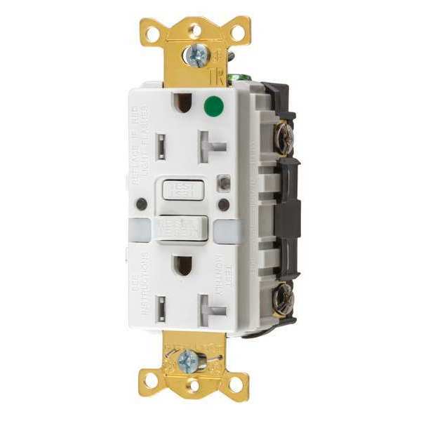 GFCI Rceptcle, Hspital, Wht, 20A, 1 HP