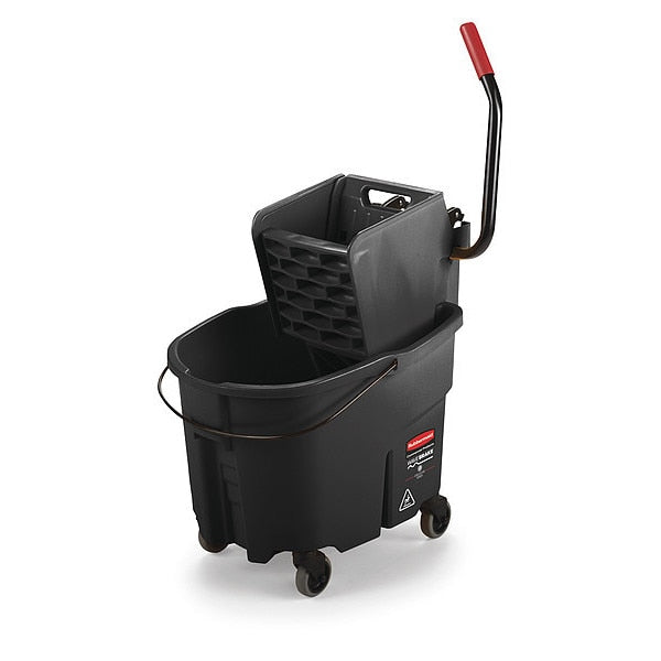 8 3/4 gal WaveBrake Side Press Mop Bucket and Wringer, Black, Polypropylene