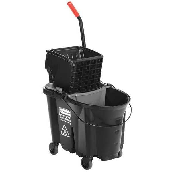 8 3/4 gal WaveBrake Side Press Mop Bucket and Wringer, Black, Polypropylene