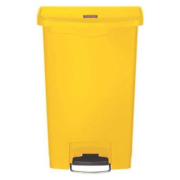 13 gal Rectangular Trash Can, Yellow, 11 1/2 in Dia, Step-On, Plastic