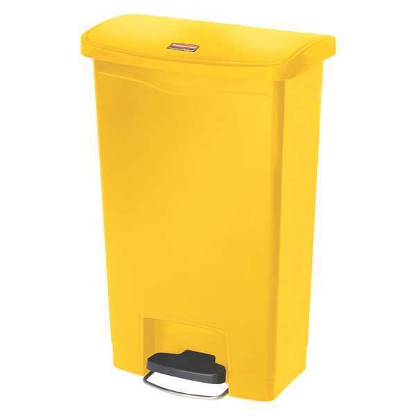 13 gal Rectangular Trash Can, Yellow, 11 1/2 in Dia, Step-On, Plastic