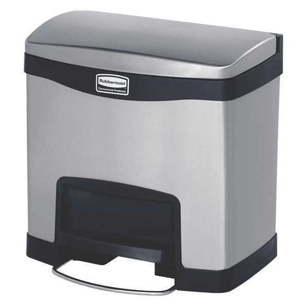4 gal Rectangular Step Can, Black, 15 1/4 in Dia, Step-On, Stainless Steel