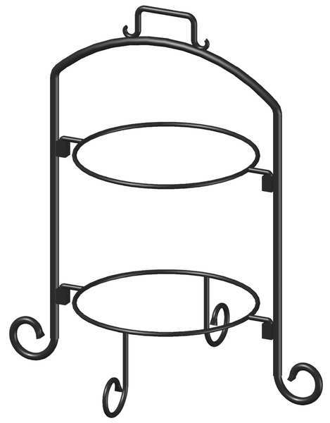 Round Plate Stand, Black, Iron, 2 Tier, 9 In