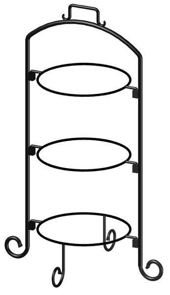 Round Plate Stand, Black, Iron, 3 Tier, 9 In