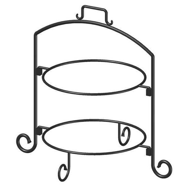 Round Plate Stand, Black, Iron, 2 Tier, 12In