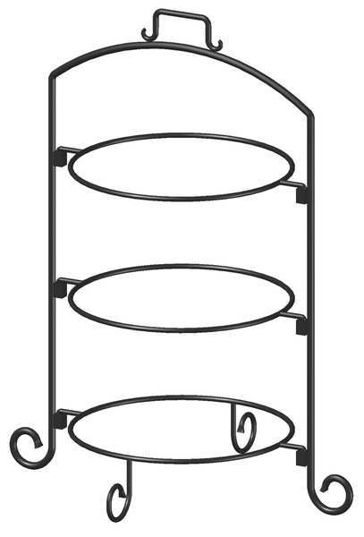 Round Plate Stand, Black, Iron, 3 Tier, 12In