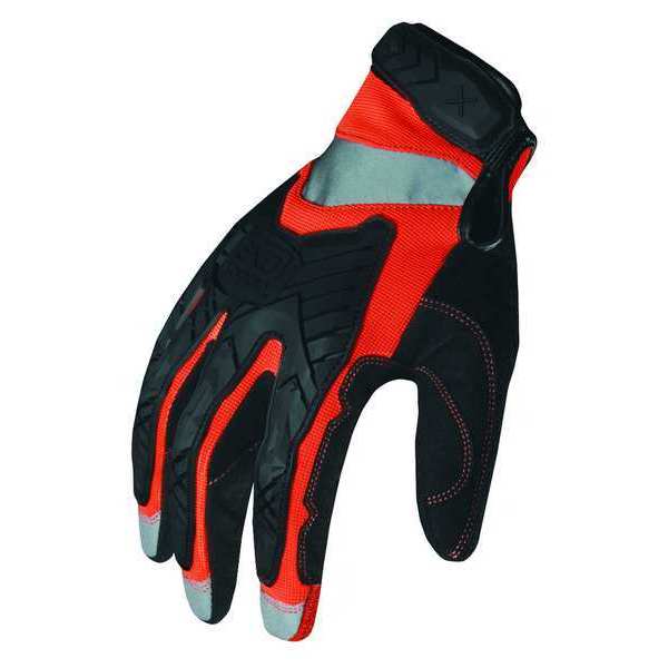 Hi-Vis Mechanics Gloves, 2XL, Black/Orange, Anti-Vibration, Spandex, TPR, Reflective Panels