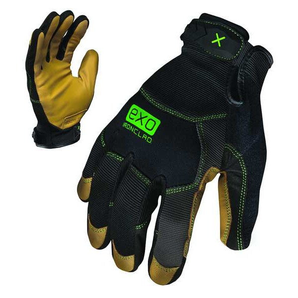 Mechanics Gloves, 2XL, Black/Gold, Reinforced, Spandex, Neoprene