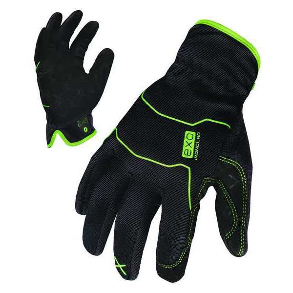 Mechanics Gloves, L, Black/Green, Single Layer, Spandex