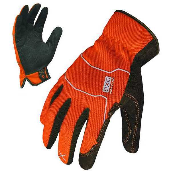 Hi-Vis Mechanics Gloves, M, Orange, Single Layer, Spandex