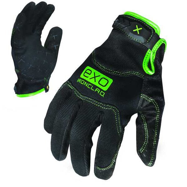 Mechanics Gloves, 2XL, Black/Green, Single Layer, Spandex, Neoprene