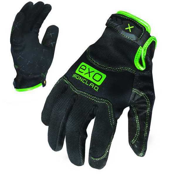 Mechanics Gloves, M, Black/Green, Single Layer, Spandex, Neoprene