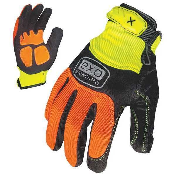 Hi-Vis Mechanics Gloves, 2XL, Orange/Yellow, Single Layer with Duraclad Reinforcements