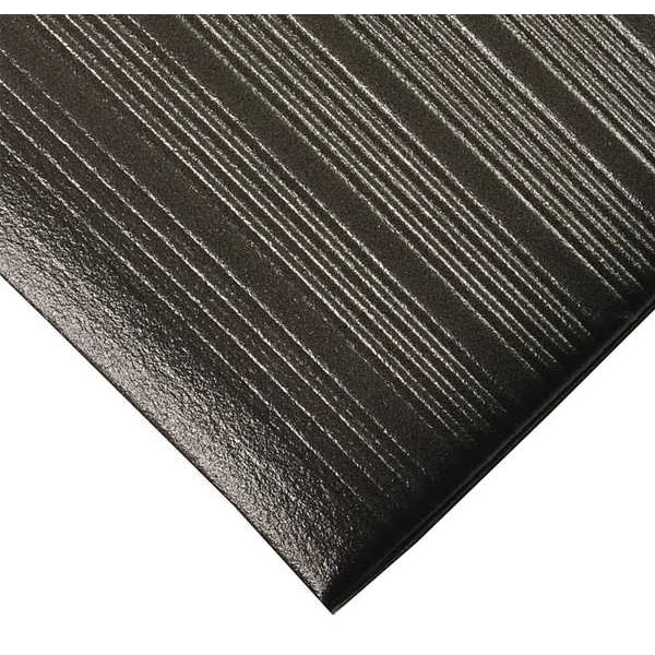 Antifatigue Mat, Black, 6 ft. L x 4 ft. W, PVC Closed Cell Foam, Corrugated Surface Pattern