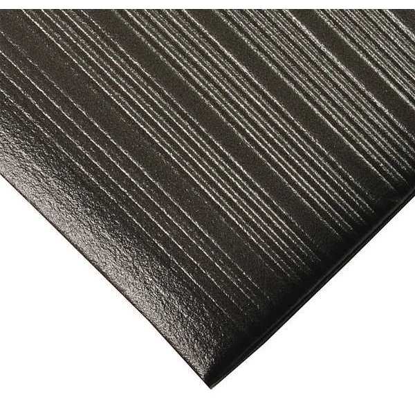 Antifatigue Mat, Black, 8 ft. L x 3 ft. W, PVC Closed Cell Foam, Corrugated Surface Pattern