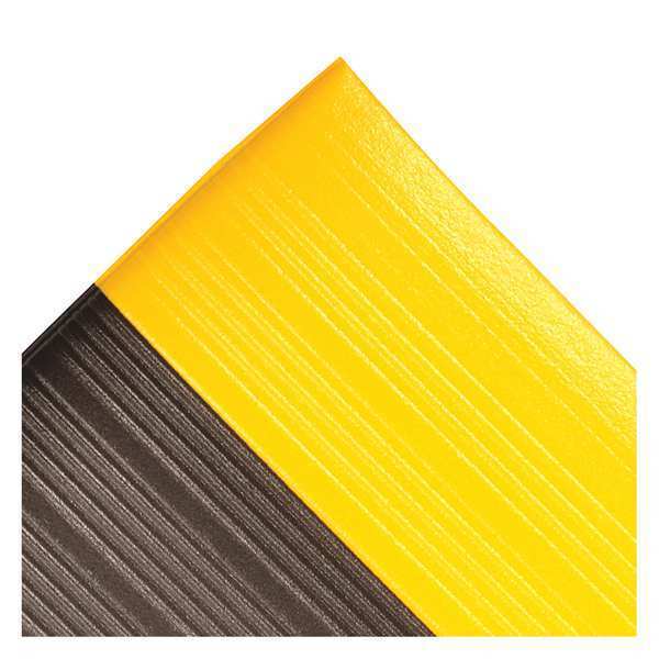 Antifatigue Mat, Black/Yellow, 4 ft. L x 3 ft. W, PVC Closed Cell Foam, Corrugated Surface Pattern