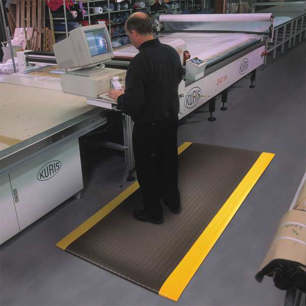 Antifatigue Runner, Black/Yellow, 30 ft. L x 3 ft. W, PVC Closed Cell Foam, 3/8