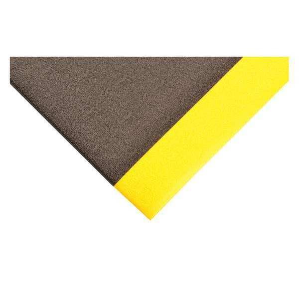 Antifatigue Mat, Black/Yellow, 4 ft. L x 2 ft. W, PVC Foam, Pebble Surface Pattern, 1/2