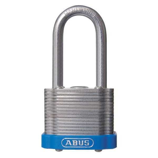 Keyed Padlock, Open, Rectangular Steel Body, Hardened Steel Shackle, 11/16 in W