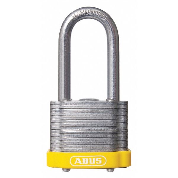 Keyed Padlock, Open, Rectangular Steel Body, Hardened Steel Shackle, 3/4 in W