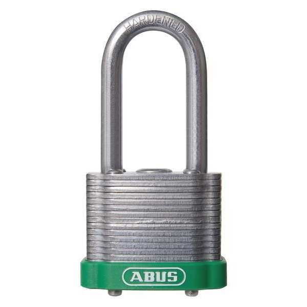 Keyed Padlock, Open, Rectangular Steel Body, Hardened Steel Shackle, 11/16 in W