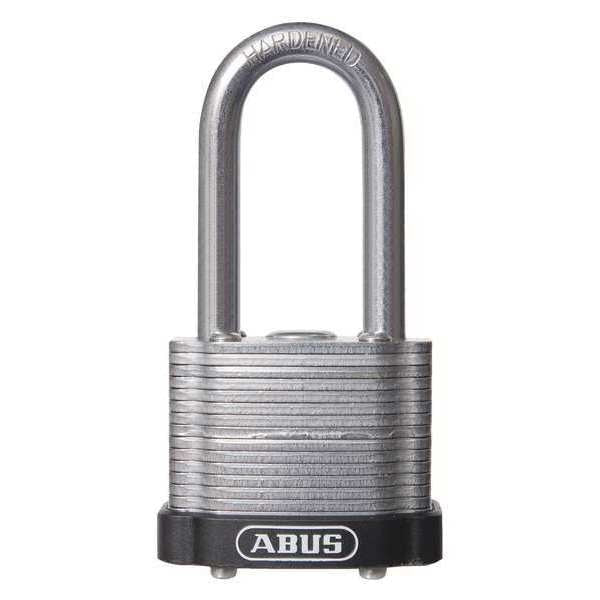 Keyed Padlock, Open, Rectangular Steel Body, Hardened Steel Shackle, 11/16 in W