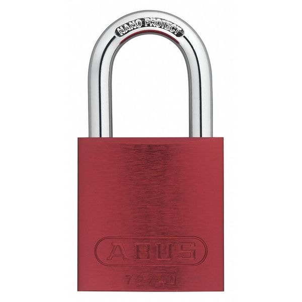 Keyed Padlock, Open, Rectangular Aluminum Body, Chrome Plated Hardened Steel Shackle, 3/4 in W