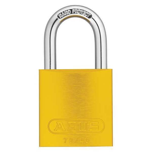 Keyed Padlock, Open, Rectangular Aluminum Body, Chrome Plated Hardened Steel Shackle, 3/4 in W
