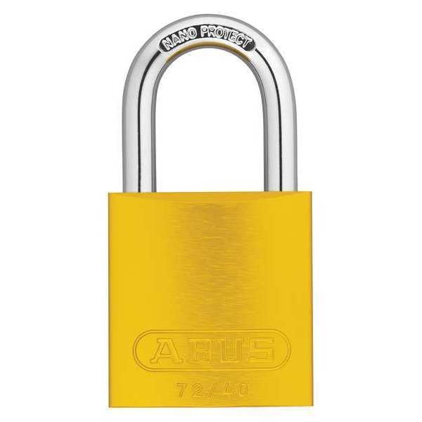 Keyed Padlock, Open, Rectangular Aluminum Body, Chrome Plated Hardened Steel Shackle, 3/4 in W