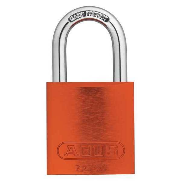Keyed Padlock, Open, Rectangular Aluminum Body, Chrome Plated Hardened Steel Shackle, 3/4 in W