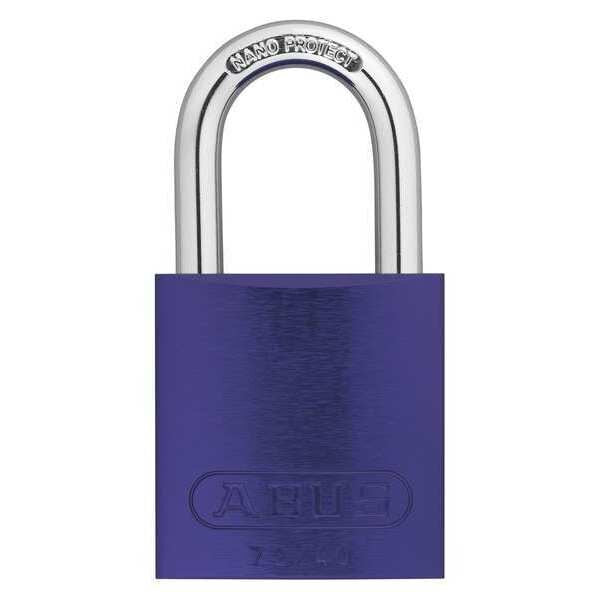 Keyed Padlock, Open, Rectangular Aluminum Body, Hardened Steel Shackle, 11/16 in W
