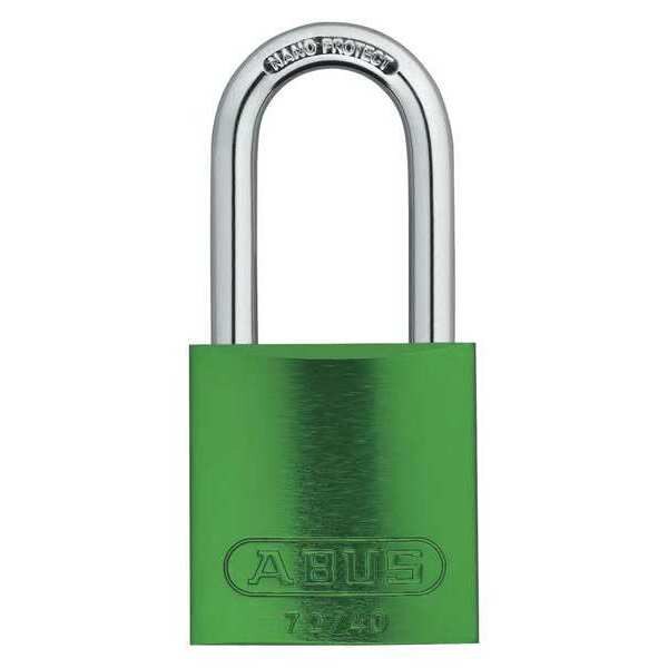 Keyed Padlock, Open, Rectangular Aluminum Body, Chrome Plated Hardened Steel Shackle, 3/4 in W