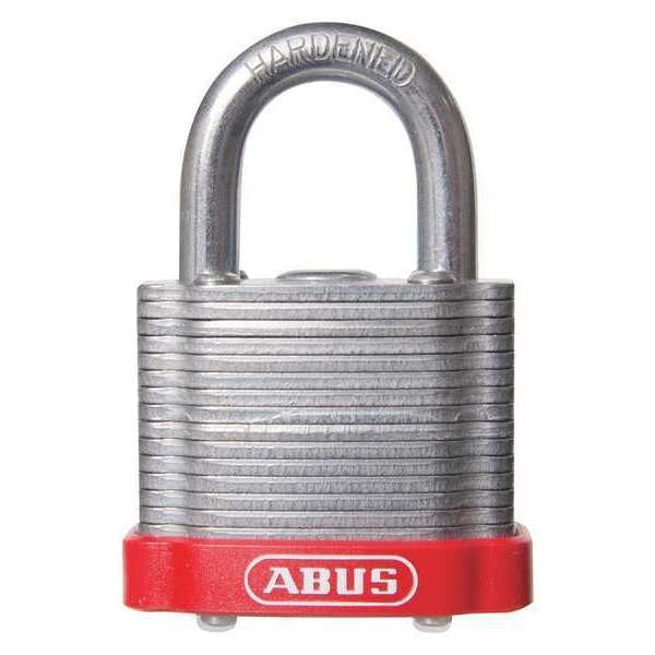 Keyed Padlock, Open, Rectangular Steel Body, Hardened Steel Shackle, 11/16 in W
