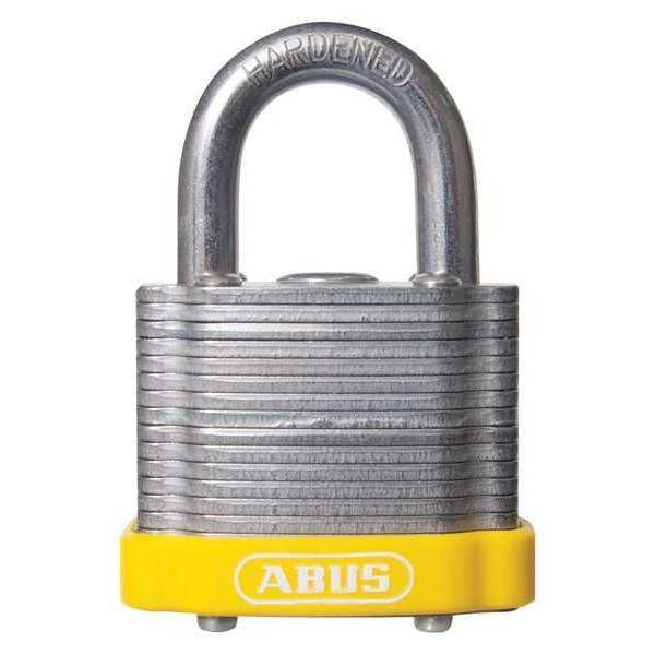 Keyed Padlock, Open, Rectangular Steel Body, Hardened Steel Shackle, 11/16 in W
