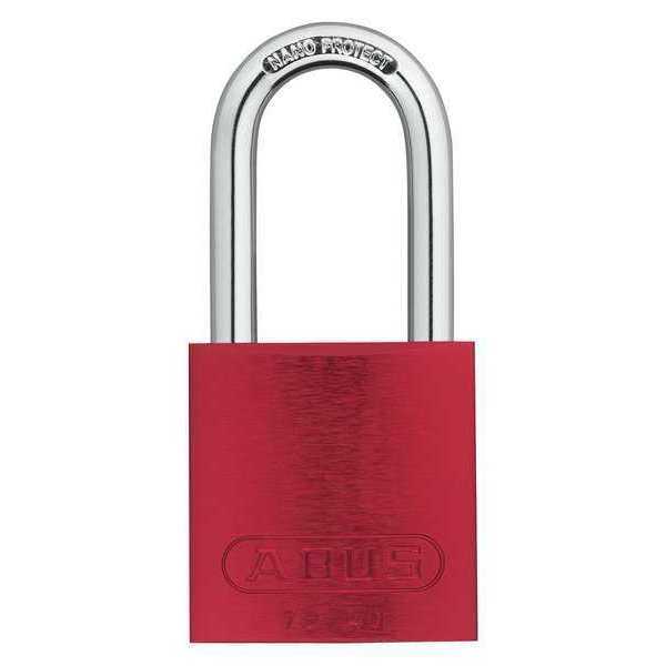 Keyed Padlock, Open, Rectangular Aluminum Body, Chrome Plated Hardened Steel Shackle, 3/4 in W